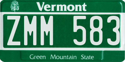 VT license plate ZMM583