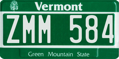 VT license plate ZMM584