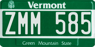 VT license plate ZMM585
