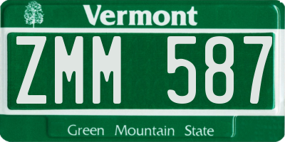 VT license plate ZMM587