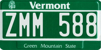 VT license plate ZMM588