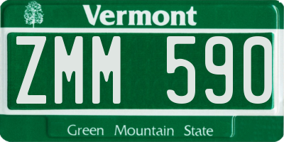 VT license plate ZMM590