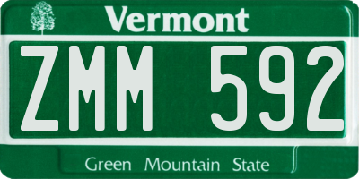 VT license plate ZMM592