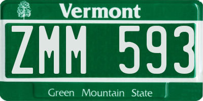 VT license plate ZMM593