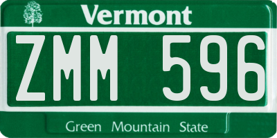 VT license plate ZMM596
