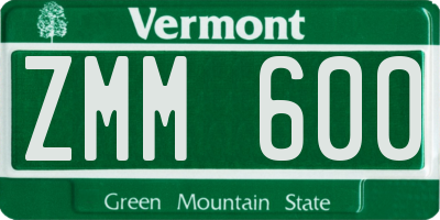 VT license plate ZMM600