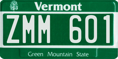 VT license plate ZMM601