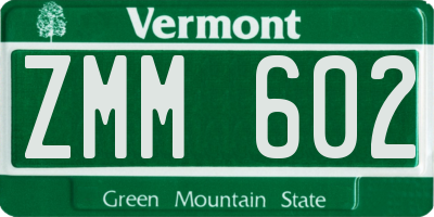 VT license plate ZMM602
