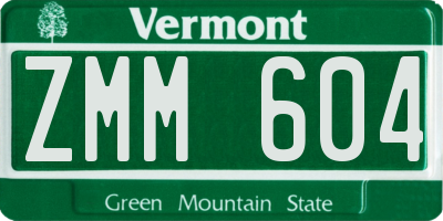 VT license plate ZMM604