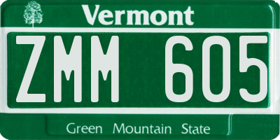 VT license plate ZMM605