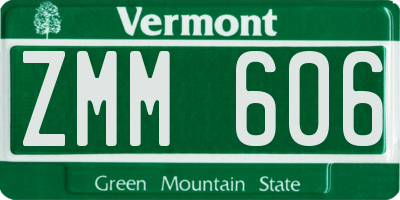 VT license plate ZMM606