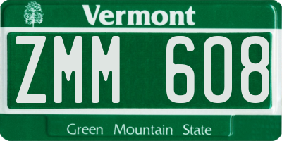 VT license plate ZMM608