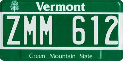 VT license plate ZMM612