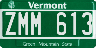 VT license plate ZMM613