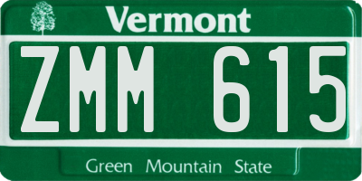 VT license plate ZMM615