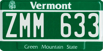 VT license plate ZMM633