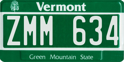 VT license plate ZMM634