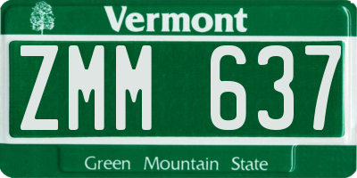 VT license plate ZMM637