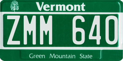 VT license plate ZMM640