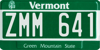 VT license plate ZMM641