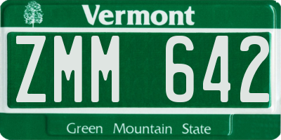 VT license plate ZMM642