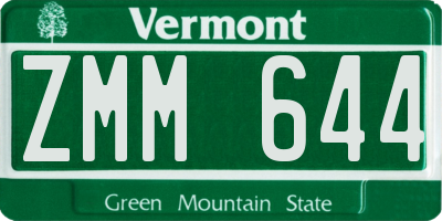 VT license plate ZMM644