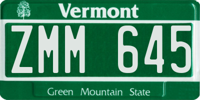 VT license plate ZMM645