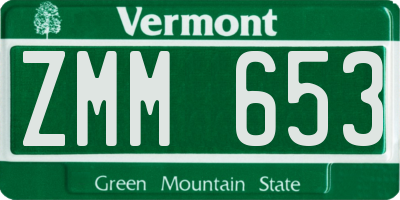 VT license plate ZMM653