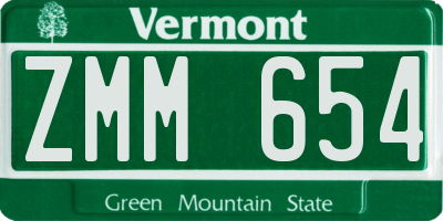 VT license plate ZMM654
