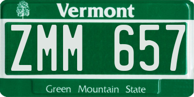 VT license plate ZMM657