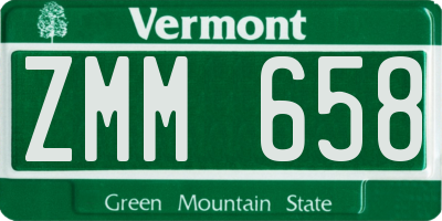 VT license plate ZMM658