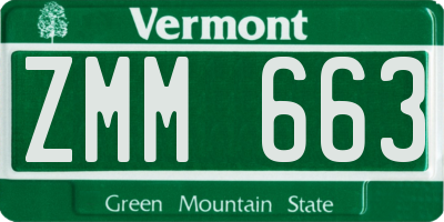 VT license plate ZMM663