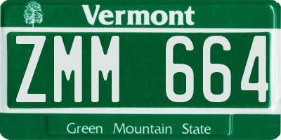 VT license plate ZMM664