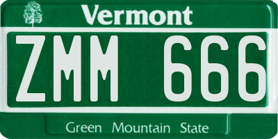 VT license plate ZMM666