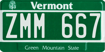 VT license plate ZMM667