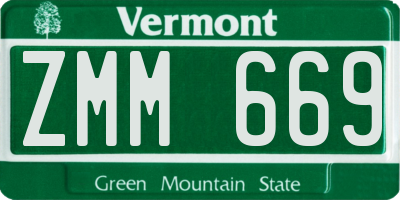 VT license plate ZMM669
