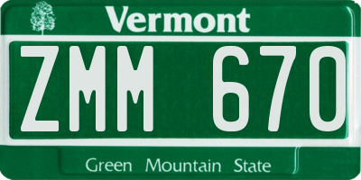 VT license plate ZMM670