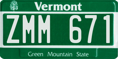 VT license plate ZMM671