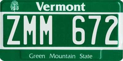 VT license plate ZMM672