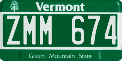 VT license plate ZMM674