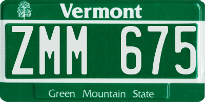 VT license plate ZMM675