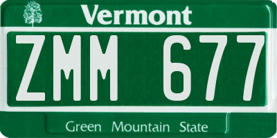 VT license plate ZMM677