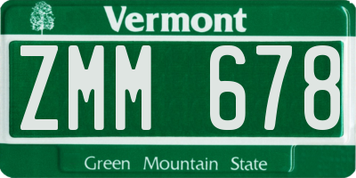 VT license plate ZMM678