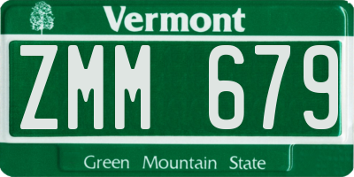 VT license plate ZMM679