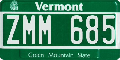 VT license plate ZMM685