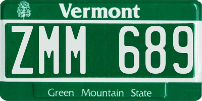 VT license plate ZMM689