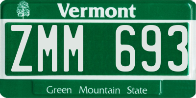 VT license plate ZMM693