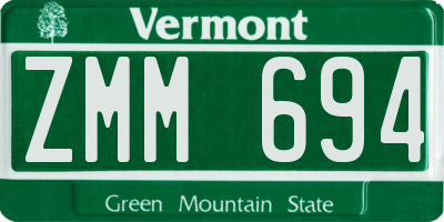 VT license plate ZMM694