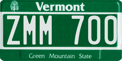 VT license plate ZMM700
