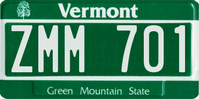 VT license plate ZMM701